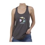 Espeon & Umbreon Summer Fun Dark Gray Fitted Racerback Tank Top – Women