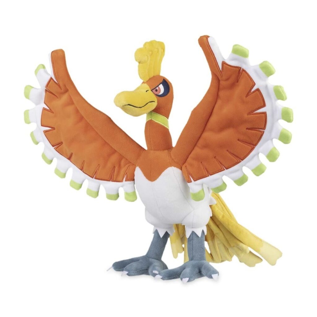 33dd4444-7cba-5a4c-8cc4-305e87a07e7c-1024x1024-1.jpg Ho-Oh Poké Plush – 13 ¾ In. - Image 1
