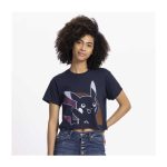 Pikachu Neon Pokémon Active Navy, Pink & Orange Oversize Crew Neck Crop Top – Women - Image 5
