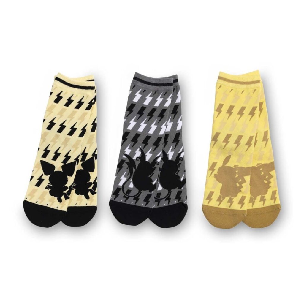 49700b4b-4a2b-5eeb-b7ec-b17afbb1bce5-1024x1024-1.jpg Pichu, Pikachu & Raichu Ankle Socks (3 Pairs) (One Size-Adult) - Image 1