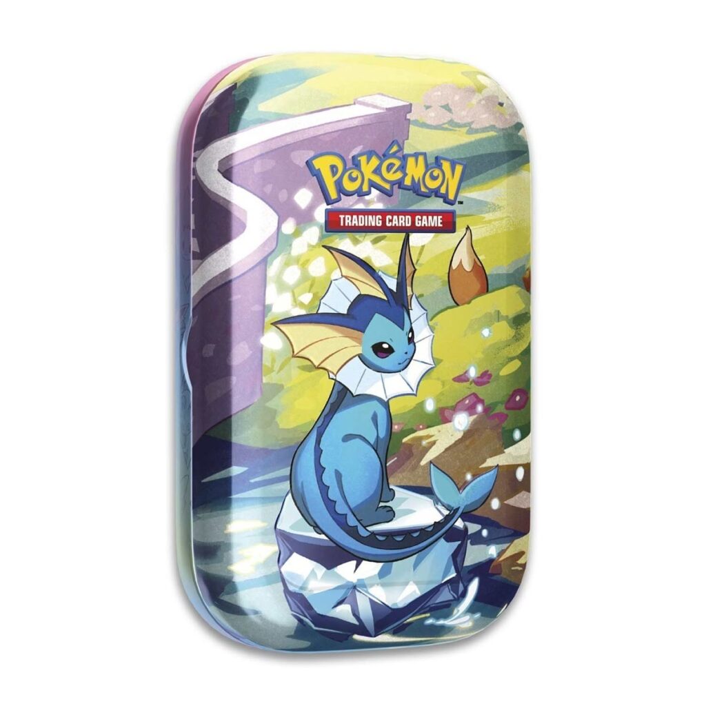 5f2bedec-5c63-5c44-95de-31bf9f3e6171-1024x1024-1.jpg Pokémon TCG: Scarlet & Violet-Prismatic Evolutions Mini Tin (Vaporeon) - Image 1
