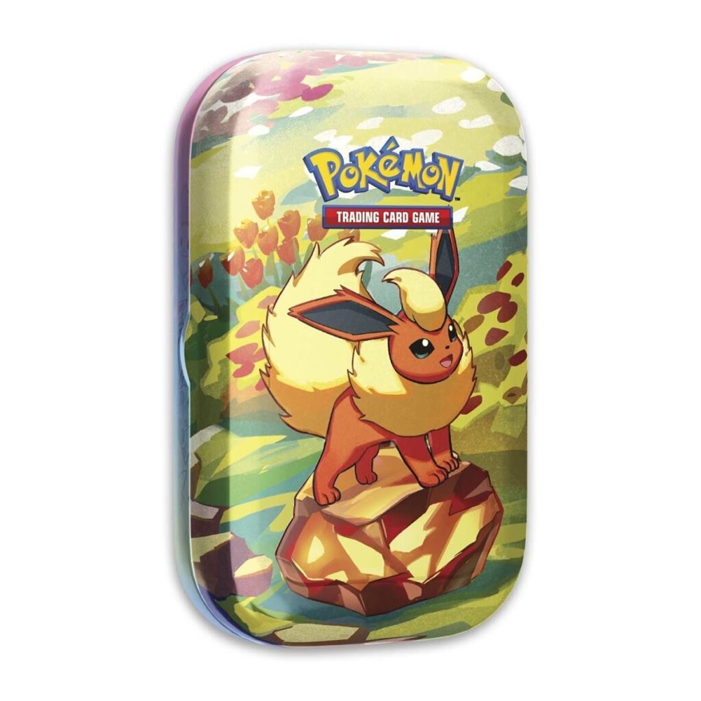 786a460c-2714-5852-9970-f7be5e3d49a9-1024x1024-1.jpg Pokémon TCG: Scarlet & Violet-Prismatic Evolutions Mini Tin (Flareon) - Image 1