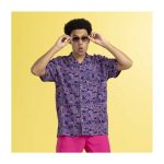 Pokémon Tropical Slowpoke, Shellder & Ditto Spirals Dark Blue Tropical Shirt – Men - Image 4
