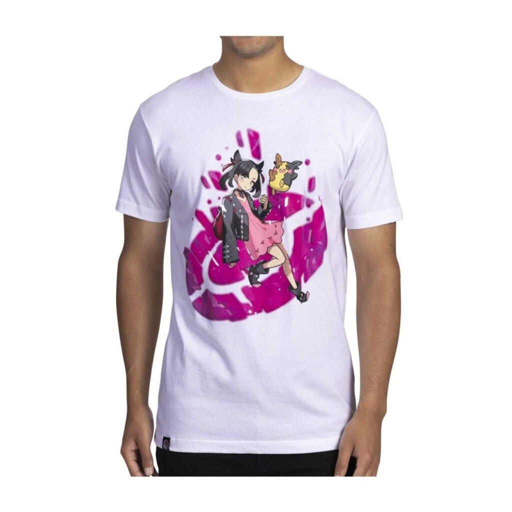 8b792b05-c7c9-5468-b699-5b7222d1462e-1024x1024-1.jpg Marnie Pokémon Trainers White Relaxed Fit Crew Neck T-Shirt – Adult - Image 1