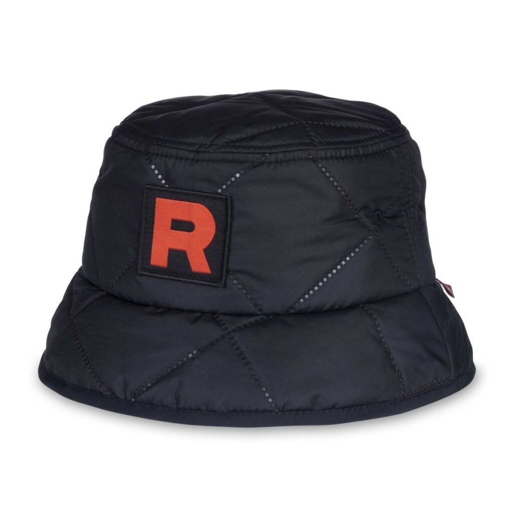 98a9e59e-e8ac-5923-83b7-6ba99c92efa6-1024x1024-1.jpg Team Rocket HQ Collection Black Quilted Bucket Hat (One Size-Adult) - Image 1