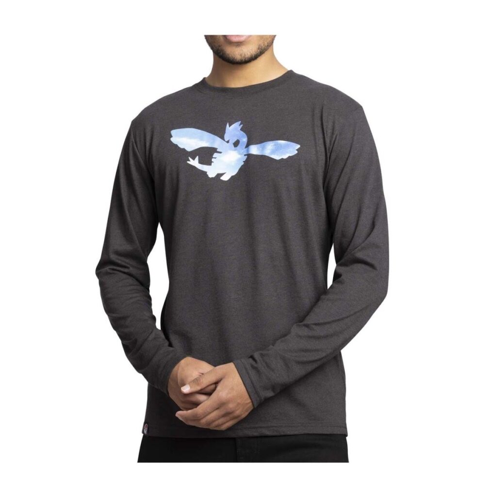 99f54620-9cd3-5725-b333-cb05a5738ed7-1024x1024-1.jpg Lugia Pokémon Take Flight Black Fitted Long-Sleeve T-Shirt – Adult - Image 1