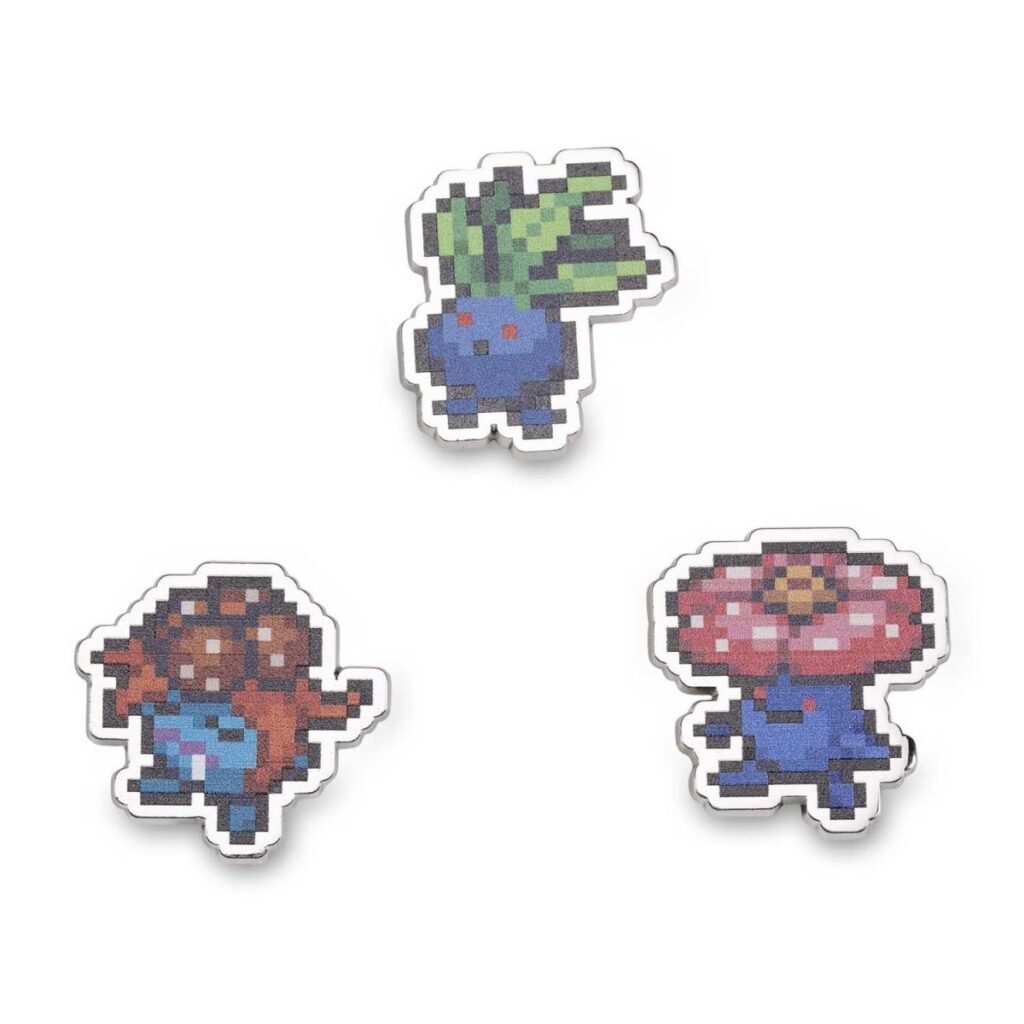 bf6728dd-f459-52c4-913e-8f6b99a1e6ff-1024x1024-1.jpg Oddish, Gloom & Vileplume Pokémon Pixel Pins (3-Pack) - Image 1