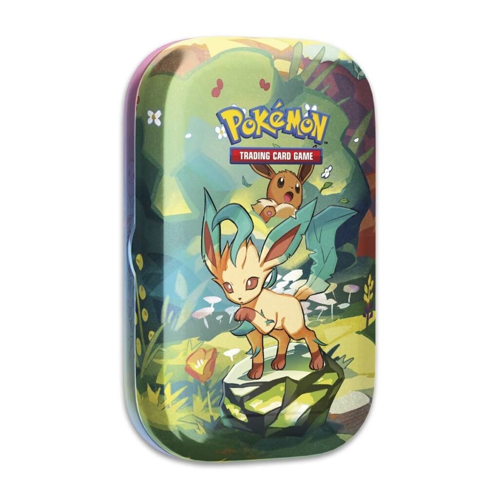 d60a38db-2f74-5036-b487-4863f85ffb2f-1024x1024-1.jpg Pokémon TCG: Scarlet & Violet-Prismatic Evolutions Mini Tin (Leafeon) - Image 1
