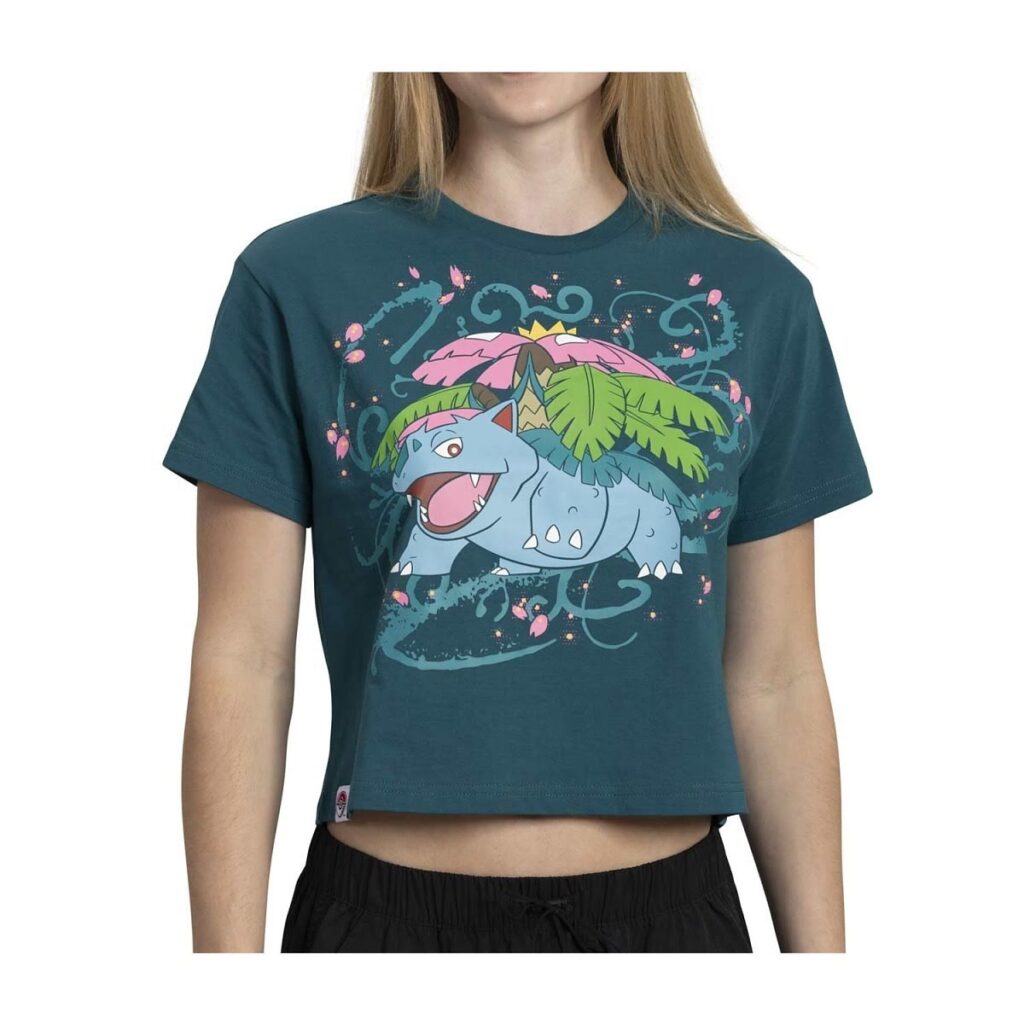 db10e1ec-b691-5885-a097-be857d6dc986-1024x1024-1.jpg Mega Venusaur Green Crop T-Shirt – Women - Image 1