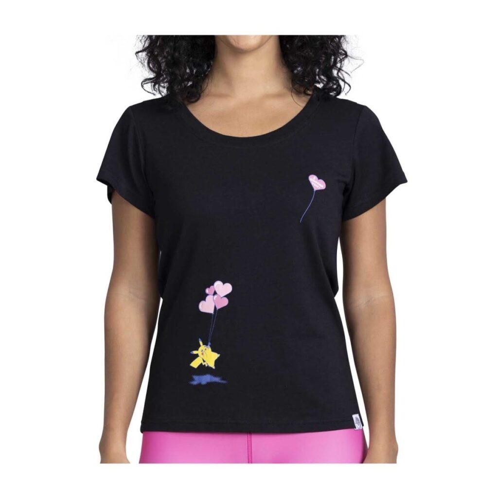 e1a56913-3cbb-5841-8a2d-7527a883dfac-1024x1024-1.jpg Pikachu & Sylveon Balloon Bouquet Black Crew Neck T-Shirt – Women - Image 1